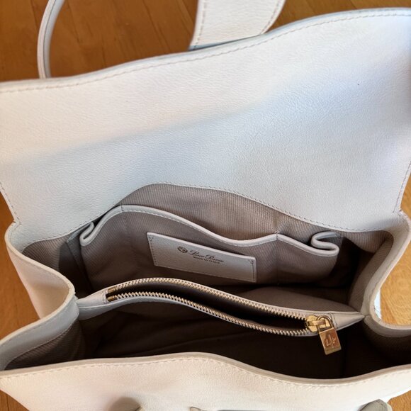 LORO PIANA Chic White Leather Shoulder Bag Medium Size Made In Italy Great Cond - Picture 6 of 10